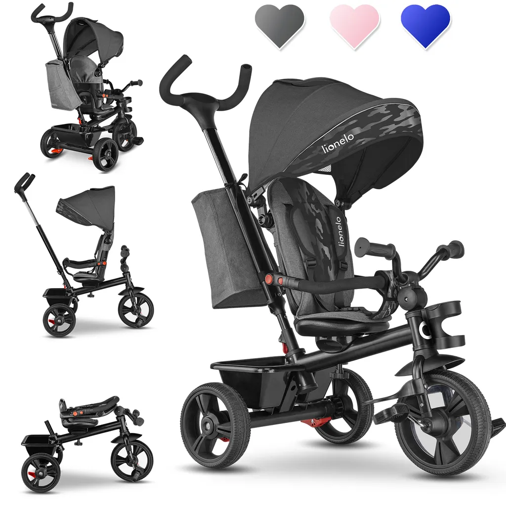 Lionelo Haari Dreirad Kinderdreirad Kinder Lenkstange Fahrrad Baby Kinderwagen Grau 3 Lionelo Haari Dreirad Kinderdreirad Kinder Lenkstange Fahrrad Baby Kinderwagen Grau