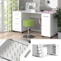 Vicco Nähtisch Verona Weiß 148 X 75 X 60 Cm Holzwerkstoff