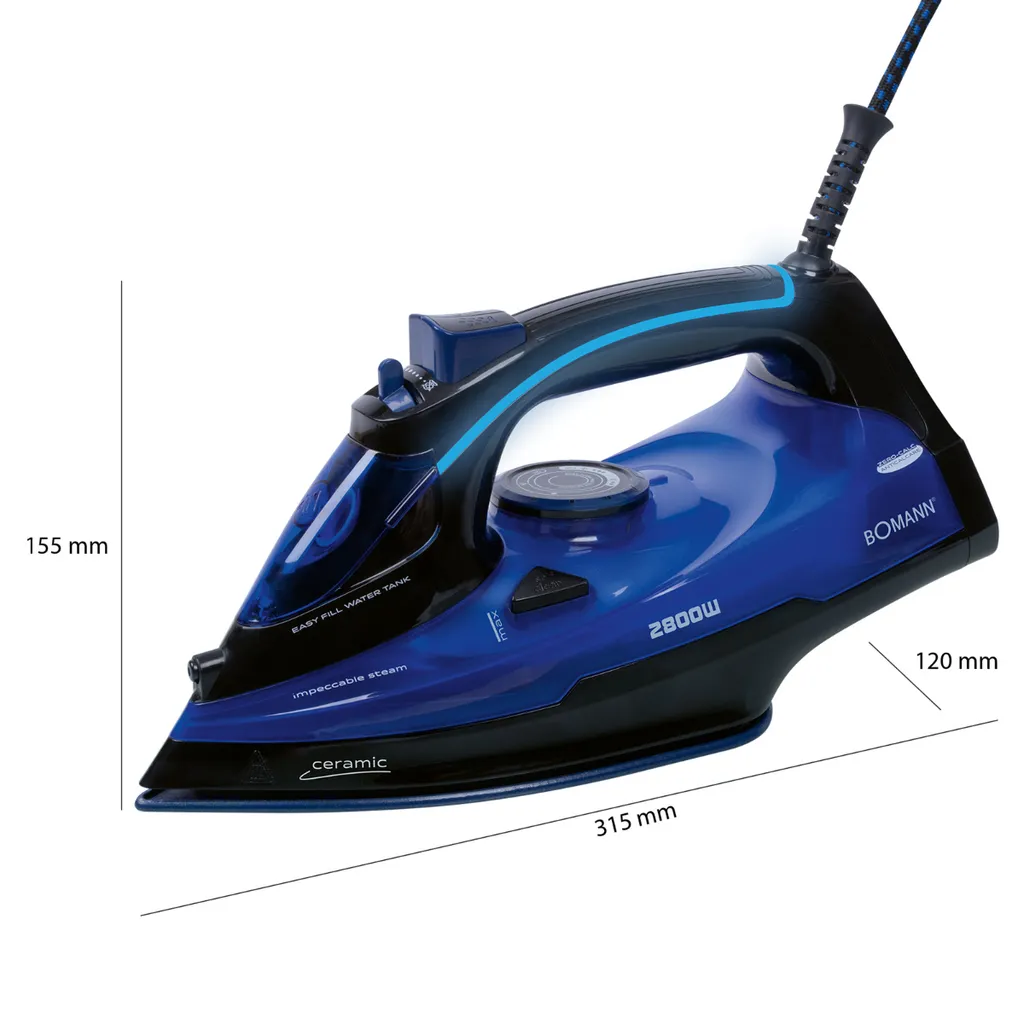 Bomann Dampfbügelautomat DB 6038 CB Schwarz/blau, 2800 W, Superglide 5 Bomann Dampfbügelautomat DB 6038 CB Schwarz/blau, 2800 W, Superglide – Bild 3