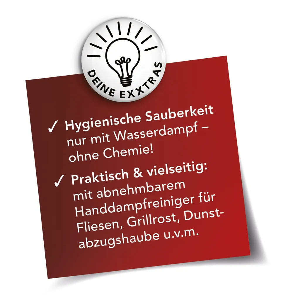 MAXXMEE Dampfbesen 1300W Weiß/rot 18 MAXXMEE Dampfbesen 1300W Weiß/rot – Bild 16