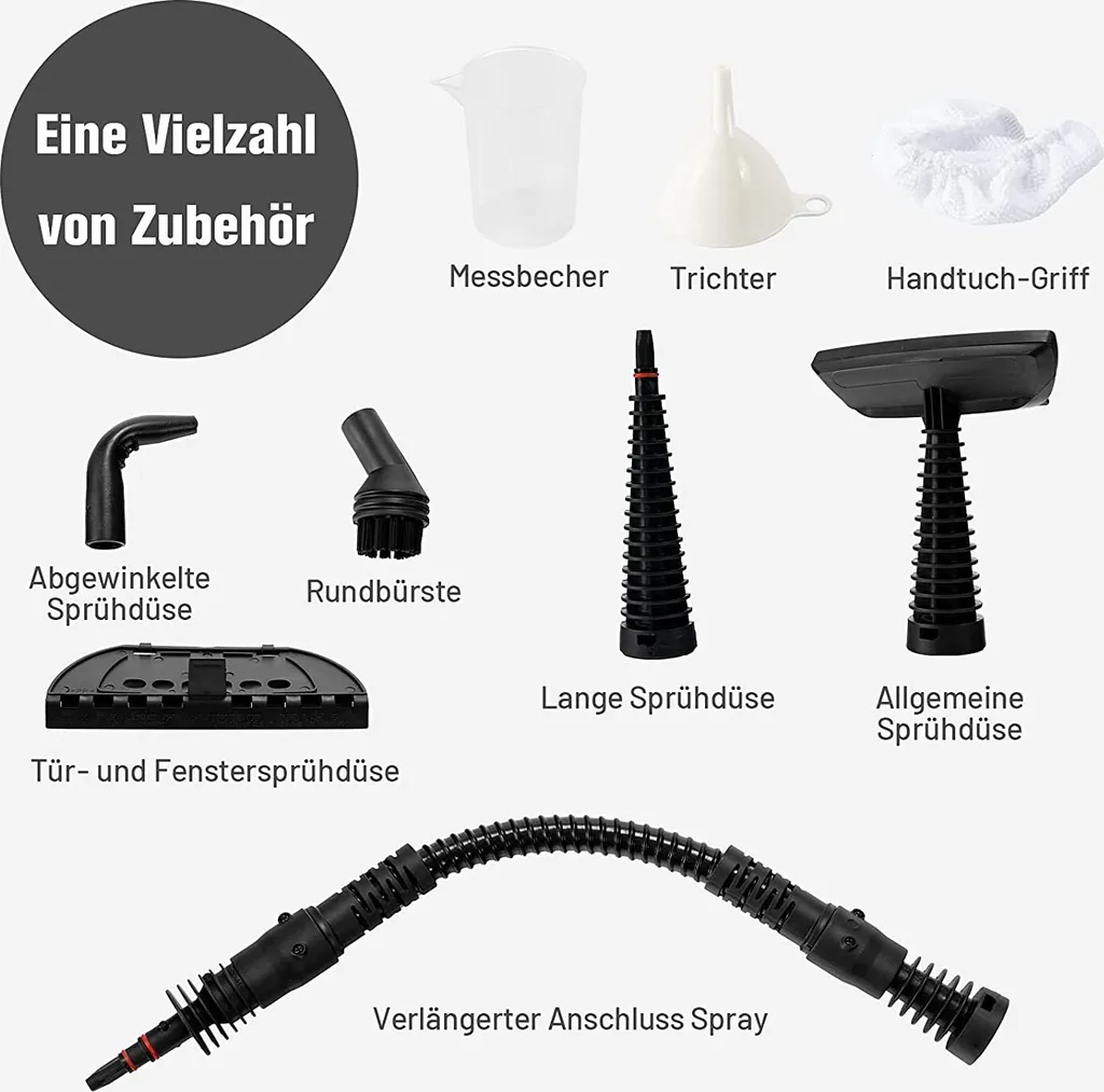 COSTWAY Handdampfreiniger Inkl. 9 Zubehörteil 3 Bar/350ml/1050W/3-5min Aufheizzeit Dampfreiniger Handgerät Gelb 7 COSTWAY Handdampfreiniger Inkl. 9 Zubehörteil 3 Bar/350ml/1050W/3-5min Aufheizzeit Dampfreiniger Handgerät Gelb – Bild 5