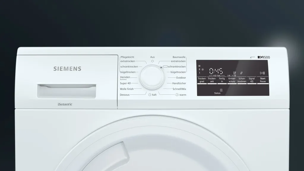 Siemens IQ500 WT45R4A1, Freistehend, Frontlader, Hitzepumpe, Weiß, Tasten, Drehregler, Rechts 4 Siemens IQ500 WT45R4A1, Freistehend, Frontlader, Hitzepumpe, Weiß, Tasten, Drehregler, Rechts – Bild 2