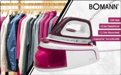 Bomann DBS 6034 CB Dampfbügelstation, Superglide-Keramiksohle, 3,5 Bar Dampfdruck, Elektronisches Anti-Tropf-System, 2300W, Weiß-flieder 30 Bomann DBS 6034 CB Dampfbügelstation, Superglide-Keramiksohle, 3,5 Bar Dampfdruck, Elektronisches Anti-Tropf-System, 2300W, Weiß-flieder -Philips Verkaufsgeschäft 85abfe24b6ae0a86e8eb42c0f416ba3c