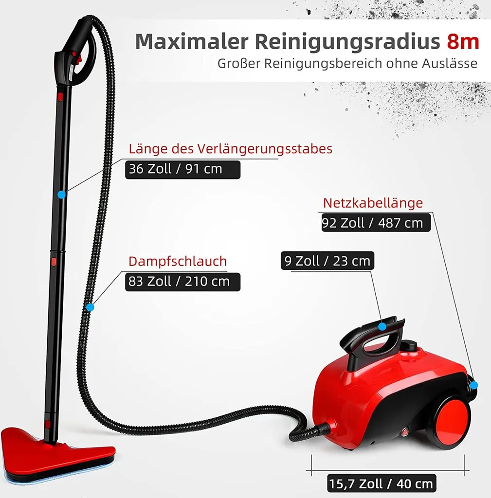 Dampfreiniger, Multifunktions-Dampfreiniger 1500W 1,5L Wassertank, 4,87m Netzkabel, Mit 18 Zubehörteilen, Geeignet Für Fußböden, Autositze, Matratzen, Küchen, Badezimmer, Fenster, Teppiche Usw 4 Dampfreiniger, Multifunktions-Dampfreiniger 1500W 1,5L Wassertank, 4,87m Netzkabel, Mit 18 Zubehörteilen, Geeignet Für Fußböden, Autositze, Matratzen, Küchen, Badezimmer, Fenster, Teppiche Usw – Bild 2
