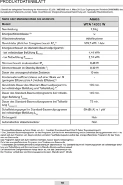 Amica WTA 14305 W, Ablufttrockner, 7 Kg, Weiß 19 Amica WTA 14305 W, Ablufttrockner, 7 Kg, Weiß -Philips Verkaufsgeschäft afcb6456770cfbf3f971ab876e641707