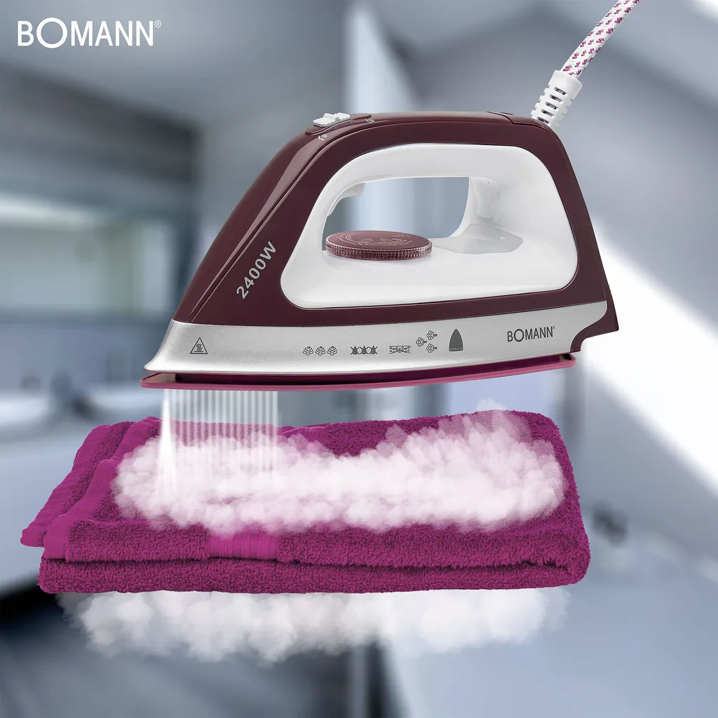 Bomann DBS 6034 CB Dampfbügelstation, Superglide-Keramiksohle, 3,5 Bar Dampfdruck, Elektronisches Anti-Tropf-System, 2300W, Weiß-flieder 4 Bomann DBS 6034 CB Dampfbügelstation, Superglide-Keramiksohle, 3,5 Bar Dampfdruck, Elektronisches Anti-Tropf-System, 2300W, Weiß-flieder – Bild 2